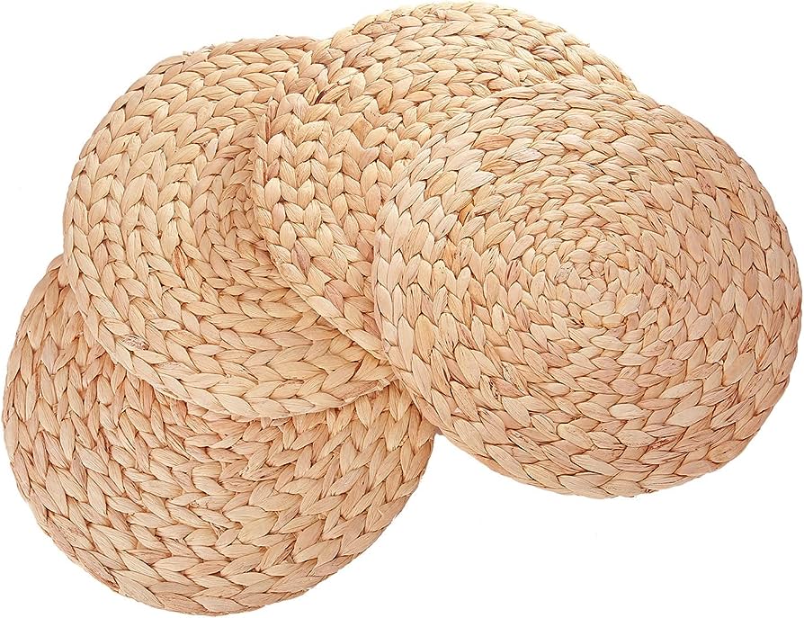 ROUND WICKER PLACEMATS 4 PIECE SET