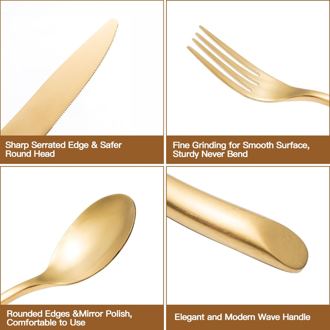 DEENA MATTE GOLD 20 PIECE UTENSIL SET