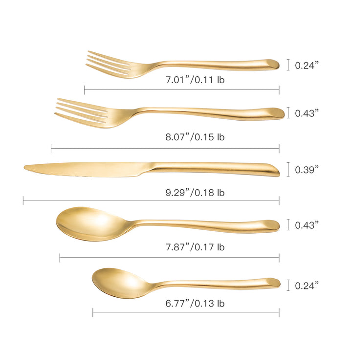 DEENA MATTE GOLD 20 PIECE UTENSIL SET